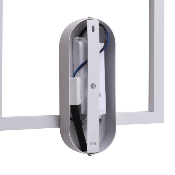 Ovale Wandhalterung für LED-Leuchten mit integriertem LED-Treiber und sichtbarer Innenverkabelung.