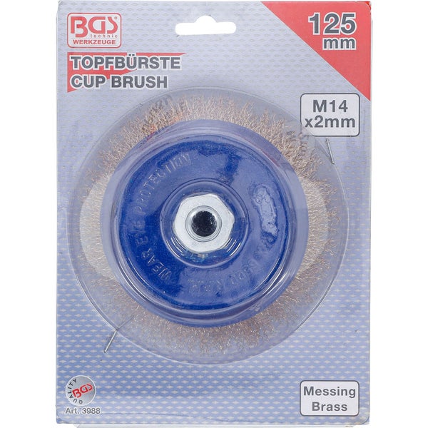 Topfbürste mit Messingborsten, 125 mm, zur Verwendung mit einer Bohrmaschine