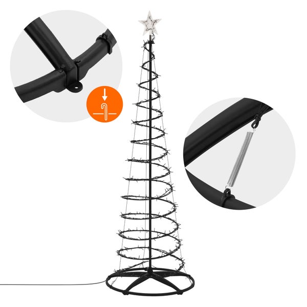 Spiralweihnachtsbaum als LED Lichterkette mit Sternspitze und Montageständer für den Außenbereich