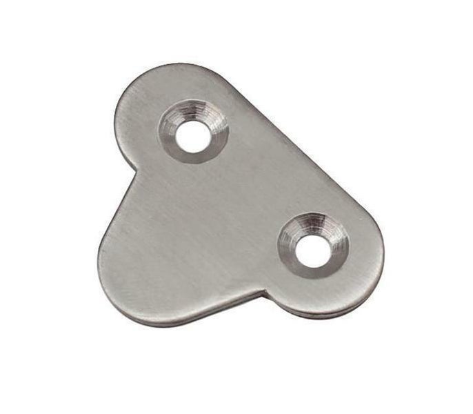 Flaches Verbindungsblech aus Metall mit zwei Senkbohrungen zur Befestigung von Holzverbindungen.