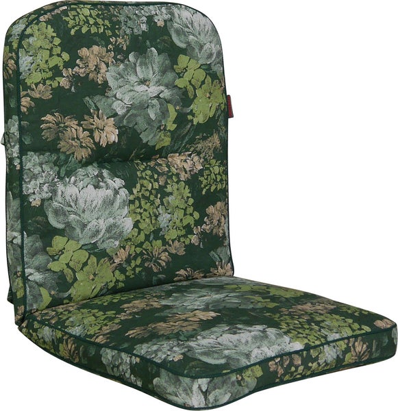 Hochlehner-Auflage mit floralem Muster in Grün.