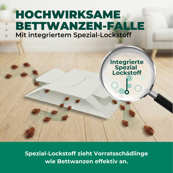 Hocheffektive Bettwanzenfalle mit speziellem Lockstoff zur Schädlingsbekämpfung.