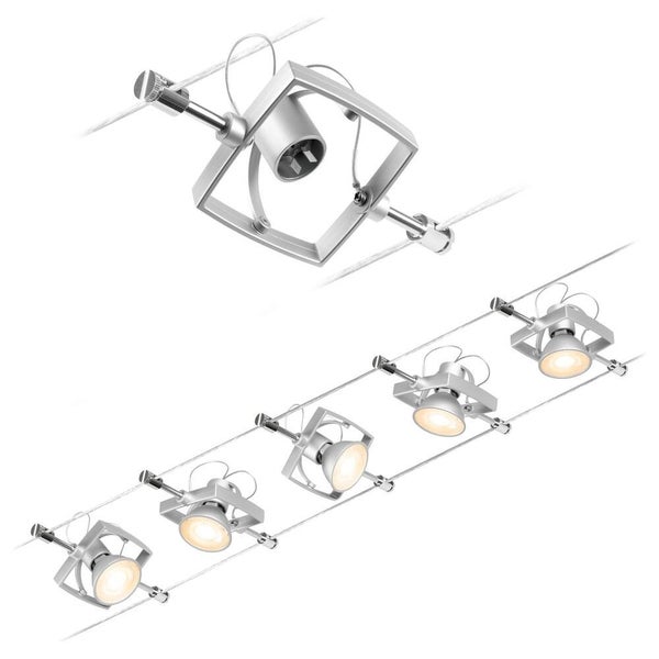 Wire Systems Set in Chrom-matt GU5,3 5-flammig eckig