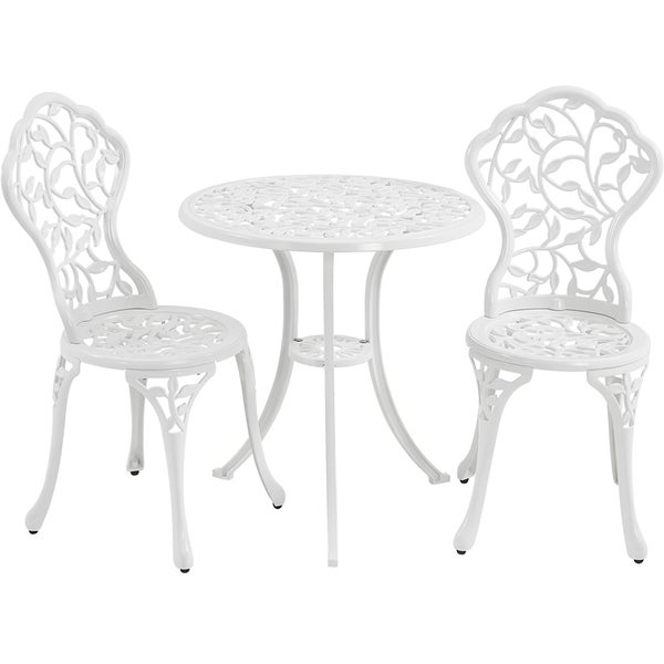 Gartengarnitur mit zwei Stühlen und einem runden Tisch für den Außenbereich