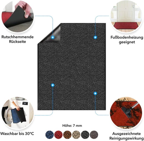 FLOORDIREKT Schmutzfangmatte SKY nach Maß - Breite 200 cm - Anthrazit