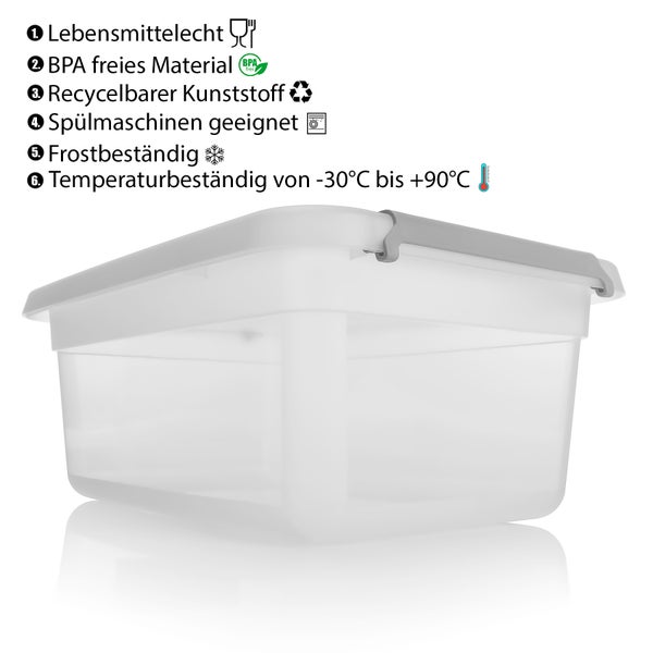 BigDean 3 Stück 12,5 L Aufbewahrungsbox mit Deckel transparent BPA- frei & lebensmittelecht – stapelbare robuste Aufbewahrungsbox – Aufbewahrungsboxen mit Klickverschluss