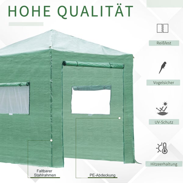 Outsunny Gewächshaus, 238 x 178 x 240 cm, PE, Stahl, Dunkelgrün