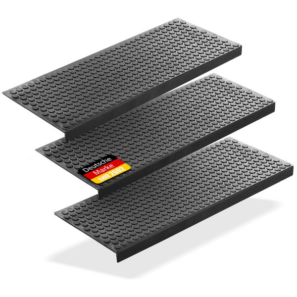BigDean 3 Stück Stufenmatten aus Gummi – 75 x 25 cm – Outdoor Treppenstufenmatten – Anti Rutsch Gummimatten Kreis Design