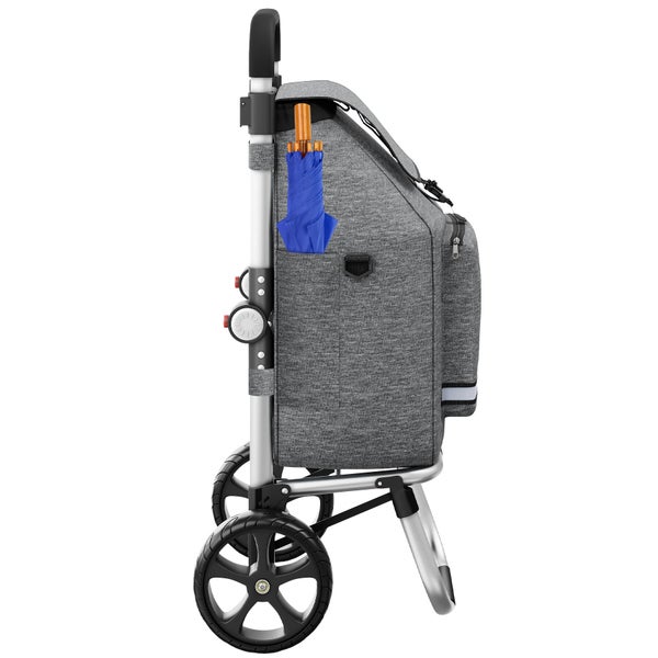 Einkaufstrolley mit Regenschirm