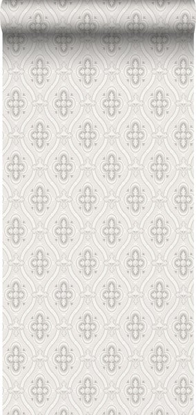 Borastapeter Tapete Retro-Ornamente Grau und Weiß - 53 cm x 10.05 m - 660064