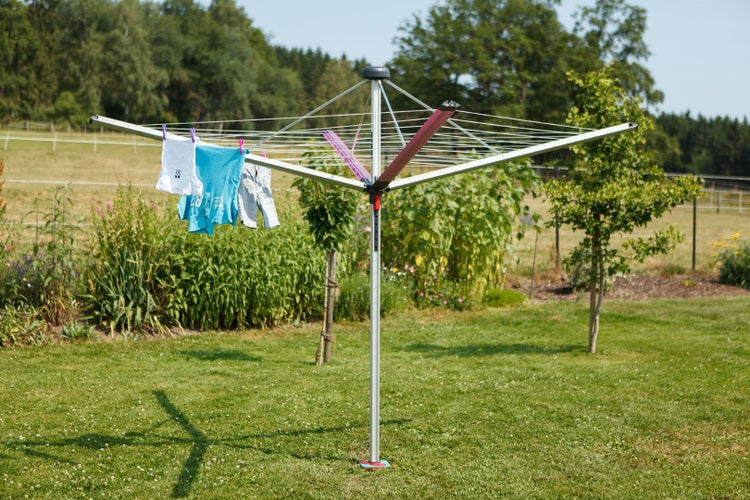 BERLINLODGE Wäschespinne Vento 4 Tragarmen 8 Leinenreihen Aluminium Sommerflieder| Hx⌀ 205x290cm Geschlossene Rundform