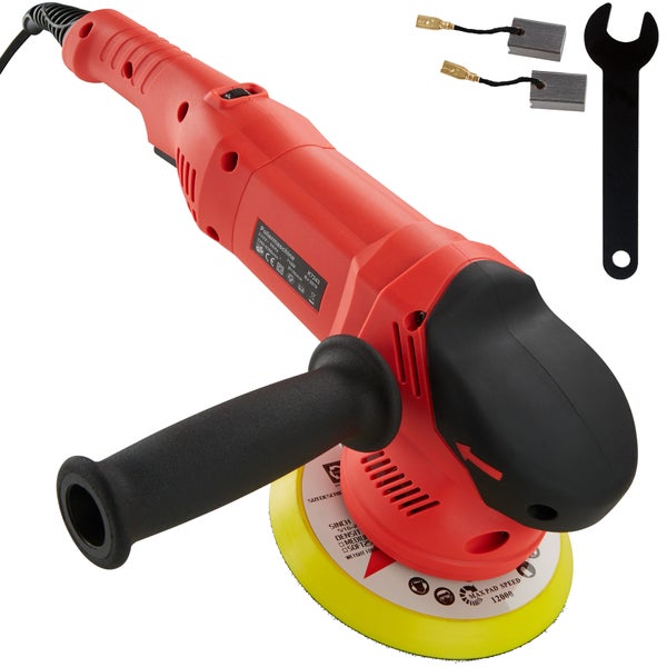 3-teiliges Exzenter Poliermaschinen-Set tectake  inklusive 2 Ersatzkohlen 710 W schwarz/rot