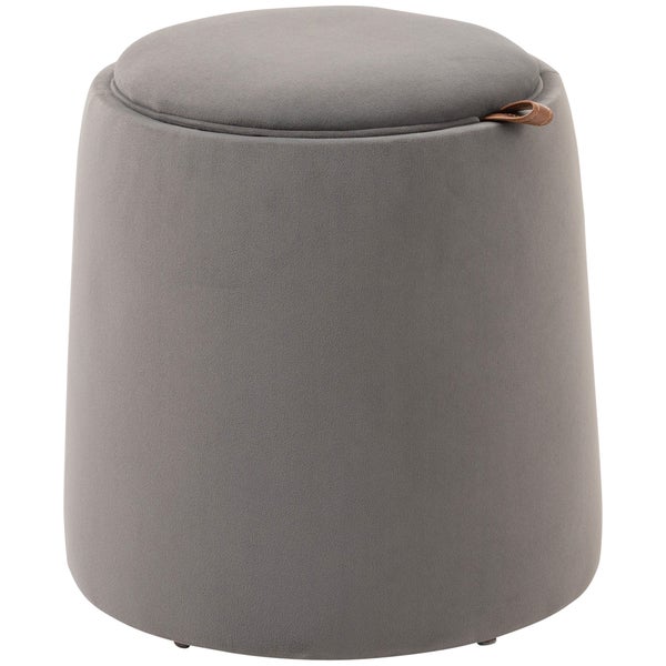 HOMCOM 2-in-1 Ottomane Sitzhocker Runde Polsterhocker Fußbank inklusive Stauraum, abnehmbaren Deckel in Samtoptik Beistelltisch für Wohnzimmer Schlafzimmer Dunkelgrau Ø44 cm x 47,5 cm