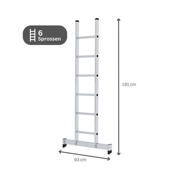 PROREGAL Sprossen-Anlegeleiter mit Traverse 6 Sprossen