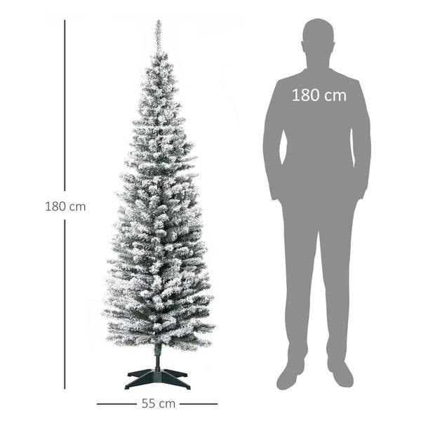 HOMCOM Künstlicher Weihnachtsbaum, 180 cm mit Kunstschnee, mit 390 Astspitzen abnehmbar Standfuß, für Weihnachtsfest, Indoor, grün