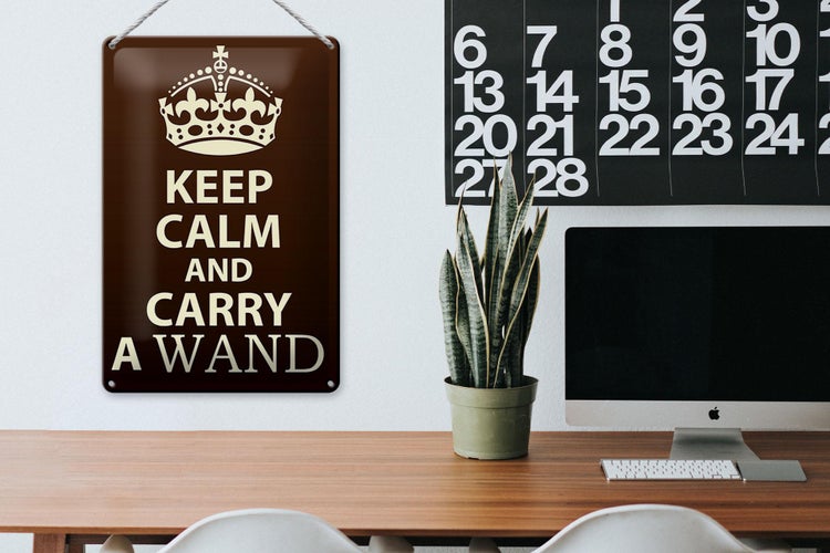 Blechschild Spruch 20x30cm Keep Calm and carry a wand