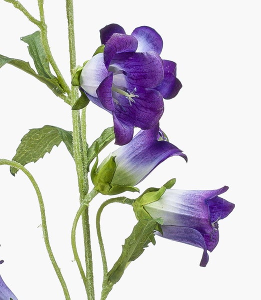Künstliche Glockenblume mit violetten Blüten und grünem Stiel.