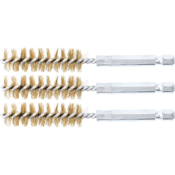 BGS Messingbürste 14 mm Antrieb Außensechskant 6,3 mm (1/4) 3tlg. - 3078-14-M
