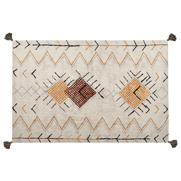 Teppich BOLAY Beige 140 x 200 cm Baumwolle