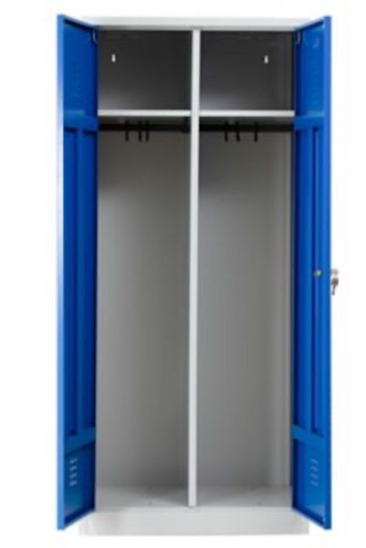 PROREGAL Garderobenspind Camel 2-Fächer & 1-Schloss HxBxT 180 x 80 x 50 cm Zylinderschloss Grau-Blau