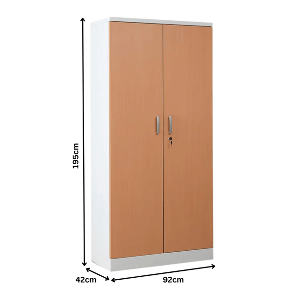 PROREGAL Aktenschrank Beetle 4 Fachböden HxBxT 195 x 92 x 42 cm Weiß & Buche