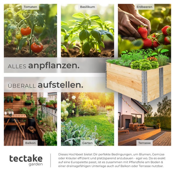 Hochbeet tectake  120 x 80 x 19 cm aus Holz holzdekor