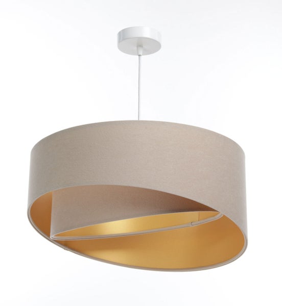 Pendelleuchte Hängeleuchte Henny P Velours beige & gold Ø 45 cm 11105