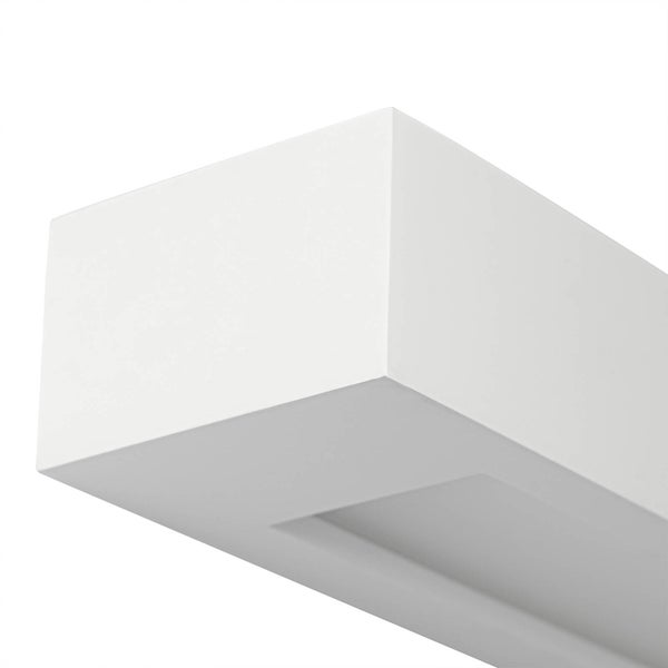 Weiße rechteckige LED Wandleuchte in modernem und minimalistischem Design, Detailansicht.