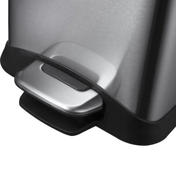 PROREGAL Rechteckiger Treteimer Aus Gebürstetem Edelstahl 8 Liter HxBxT 33,5 x 17,8 x 33,2 cm Silber