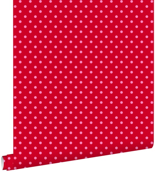 ESTAhome Tapete Punkte Rot und Rosa - 53 cm x 10.05 m - 115740