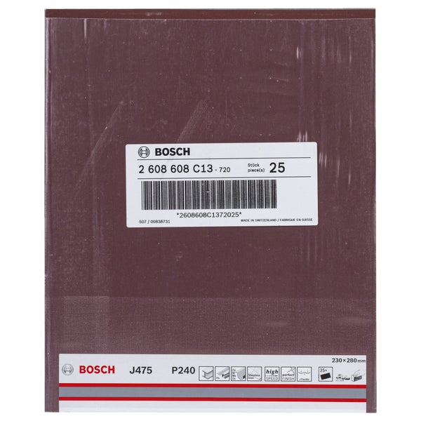 Bosch Schleifpapier, Körnung P240, 230 x 280 Millimeter, 25 Stück