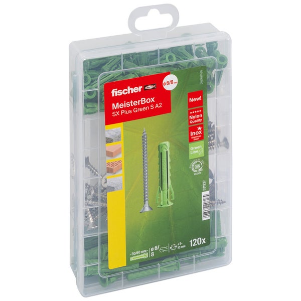 Fischer Meisterbox SX Plus Green S A2 Dübel und Schrauben im Set