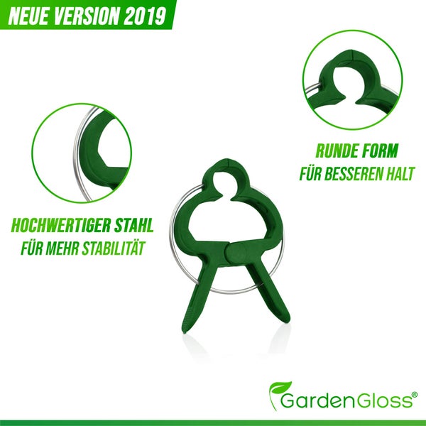 GardenGloss 120 Pflanzenclips Pflanzenklammern für Tomaten, Rosen, Gurken und andere Rankpflanzen – Besonders einfache Rankhilfe für Pflanzen – Stabile Klammern für Kletterpflanzen Befestigung