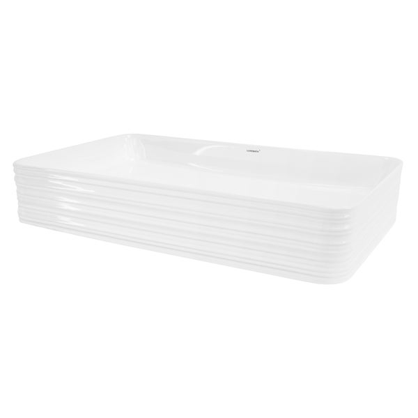 ML-Design Waschbecken aus Keramik in Weiß glänzend 68x38x12 cm Eckig, Moderne Aufsatzwaschbecken, Design Waschtisch Aufsatz-Waschschale Waschplatz Handwaschbecken, für das Badezimmer und Gäste-WC