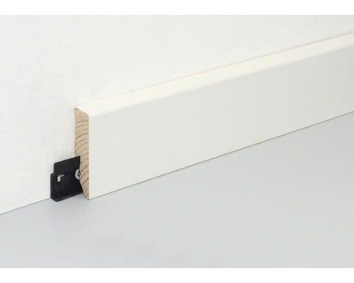 Sockelleiste Fichte/Kiefer weiß RAL9016 lackiert L0153L 16x58x2400 mm