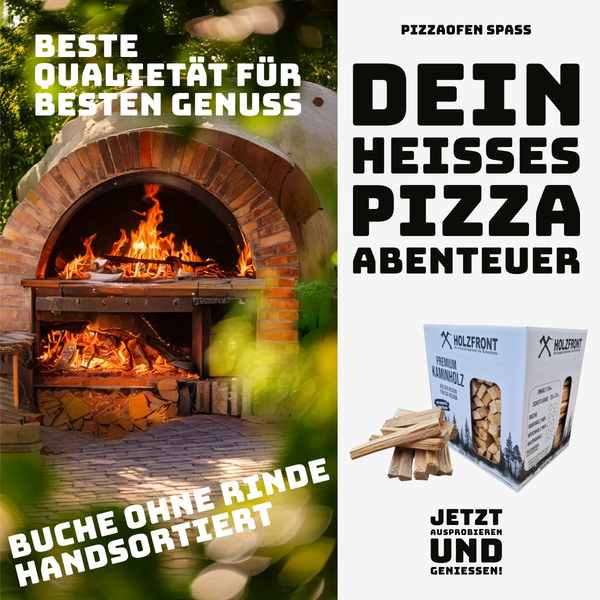 Pizzaofen Grillholz - FEIN gespalten - 100% Buche - handsortiert ohne Rinde - Holz im Karton