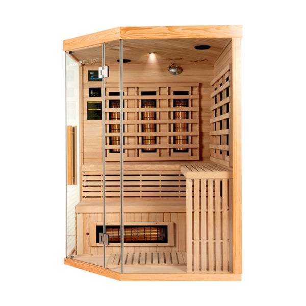 Home Deluxe – Infrarotkabine SAHARA XXL – 150 x 150 x 200 cm - für 2 - 3 Personen, 8 Vollspektrumstrahler, Holz: Hemlocktanne I Infrarotsauna, Sauna, Wärmekabine, Infrarot