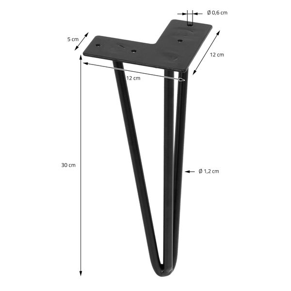 ML-Design 4er Set Tischbeine Haarnadel Hairpin Legs mit 3 Streben, 30 cm, aus Stahl, Schwarz, inkl. Bodenschoner und Schrauben, Metall Möbelfüße Haarnadelbeine Tischkufen Tischgestell, für Möbel DIY
