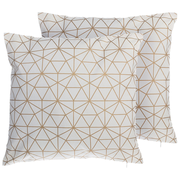 Dekokissen 2er Set SEDUM Baumwolle 45 x 45 cm Gold Weiß Geometrisches Muster
