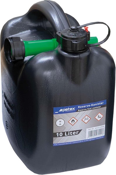 AUTONIK 126620 Kraftstoffkanister, 10L, Kunststoff, schwarz - Robuster Benzinkanister für Autos und Outdoor-Aktivitäten