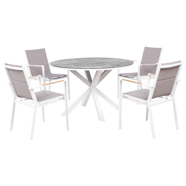 Gartenmöbel Set 4-Sitzer MALETTO/BUSSETO Metall Marmor Optik Grau