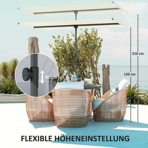 Outsunny Sonnenschirm 180 Grad drehbar Höhenverstellbar Gartenschirm mit Aluminium-Mast Marktschirm Sonnenschutz Schirm Ampelschirm Parasol Balkonschirm Sonnenschirm für Balkon 150x205cm Beige