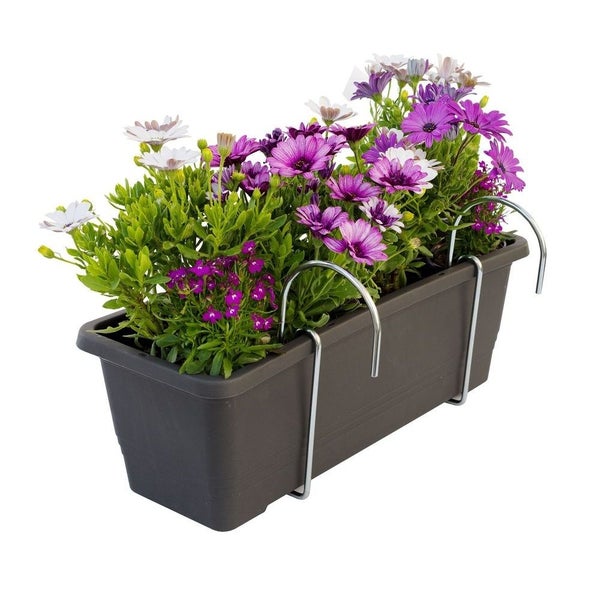Blumenkasten Fensterbank Außen Blumenkasten Balkongeländer Balkonkasten mit Wasserspeicher Metall Halterung Pflanzkasten Outdoor Metallhalterung 2 St.