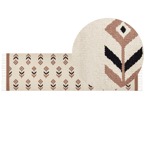 Teppich NIAVAN Beige 80 x 300 cm Baumwolle Kelim