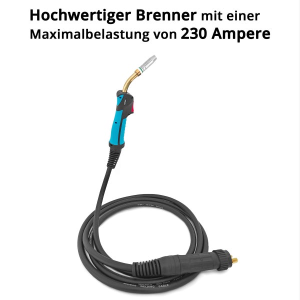 Schweißbrenner mit einer maximalen Belastung von 230 Ampere