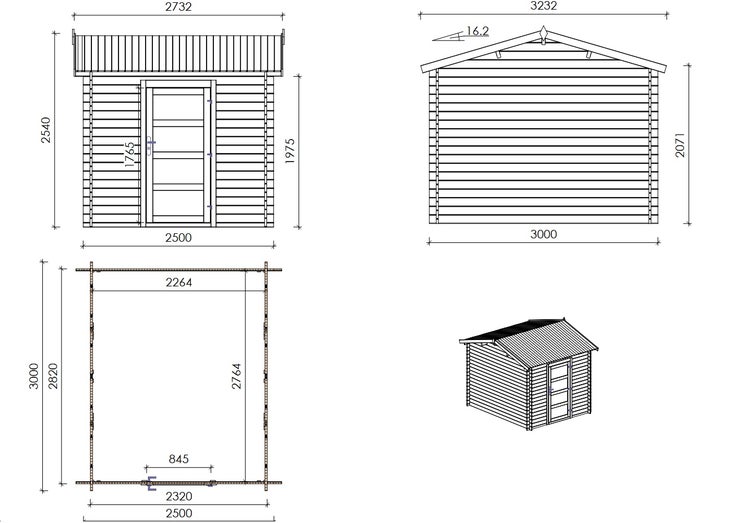 Gartenhaus, Gerätehaus 7,50m2 - 2,50x3m - 28mm - Imprägniert
