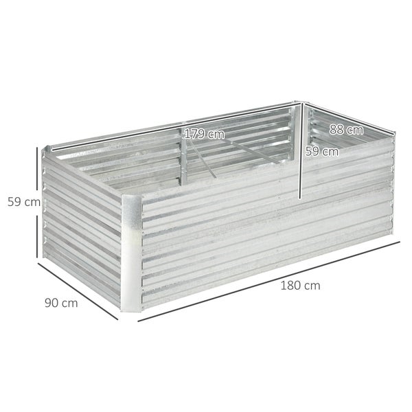 Outsunny Hochbeet aus Stahl, Pflanzbeet Frühbeet Gartenbeet Blumenkasten steckbar, Pflanzkasten Pflanzkübel 180x90x60cm für Garten Balkon Terrasse, Gemüsebeet für Blumen, Pflanzen, Obst