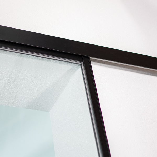Schiebetür Glas Komplettset Tür Glasschiebetür gerahmt schwarz klarglas 880x2035 Nischentür  -  beidseitiger SoftClose