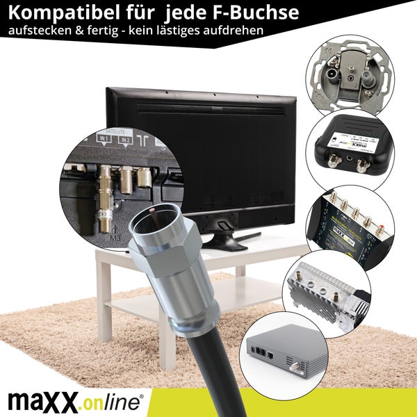 Koaxialkabel mit dreifacher Abschirmung und flexiblem PVC-Mantel im Vergleich zu einem Kabel anderer Hersteller mit zweifacher Abschirmung und starrem Mantel.