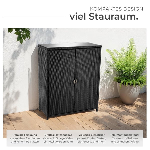 Gartenschrank aus Polyrattan mit Aluminiumrahmen für den Aussenbereich